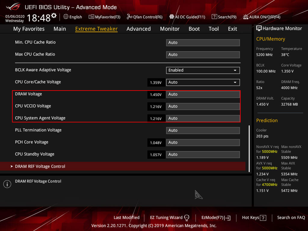 BIOS voltages for Intel