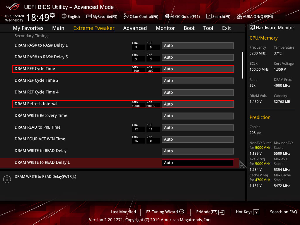 UEFI BIOS secondary timings