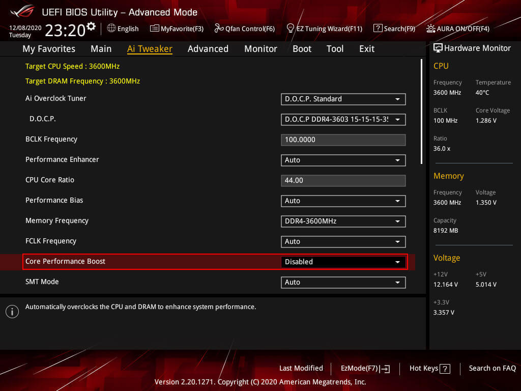 AMD CBS settings for the Ryzen 3700X menu 2