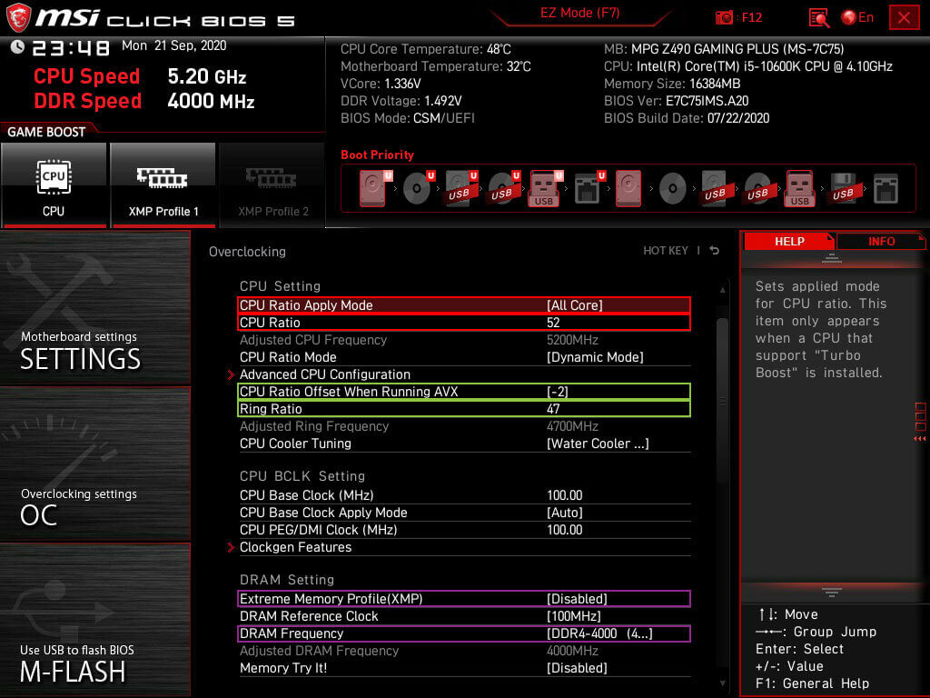 Ring to core ratio offset что это в биосе asrock