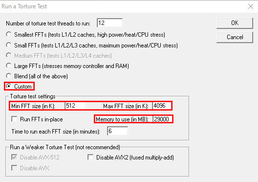 Custom FFT setup for memory testing