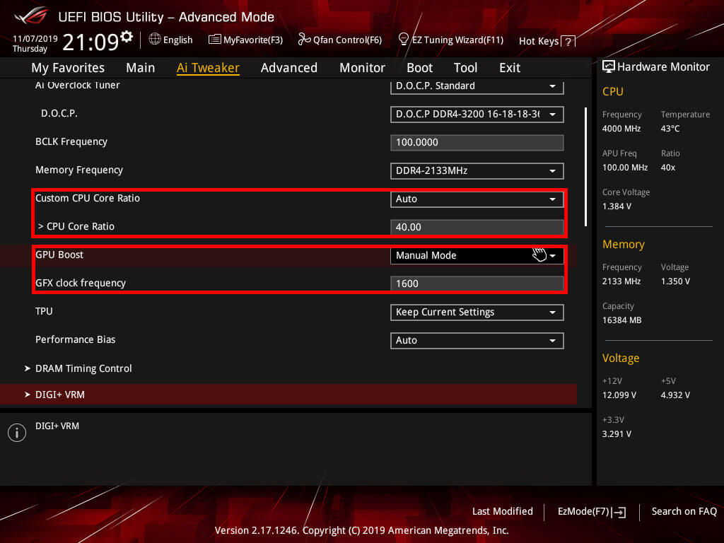 ASUS Strix X370 Frequency settings